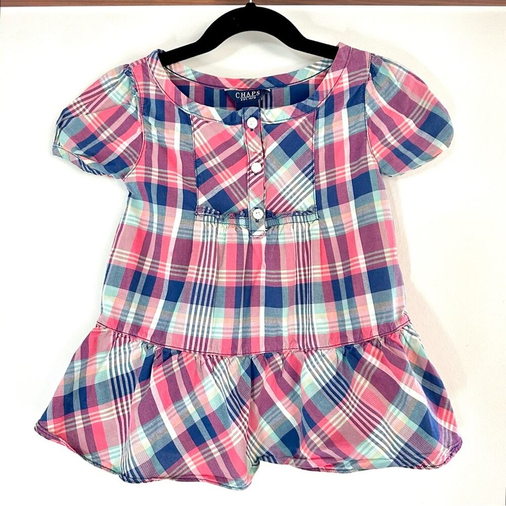 Chaps Toddler Girls Plaid Cotton Top Size 2T